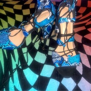 Blue Snakeskin Heels
